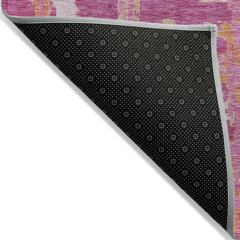 Tapis intérieur lavable rayé rose et orange 3 pi x 5 pi