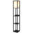 Maxwell 63 in. USB and Wireless Charging LED Floor Lamp with White Fabric Square Shade