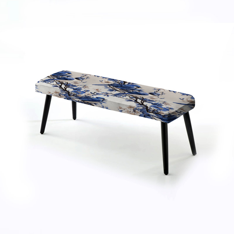 Motif victorien de jardin noir et blanc à motif de chevaux - Banc rembourré à imprimé animal