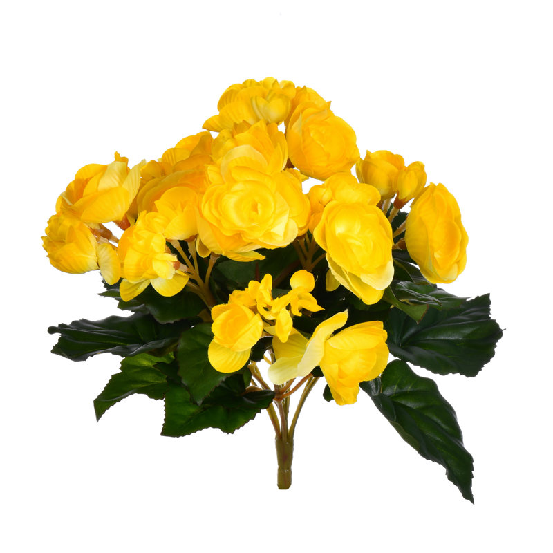 Bégonia artificiel en polyester, Jaune
