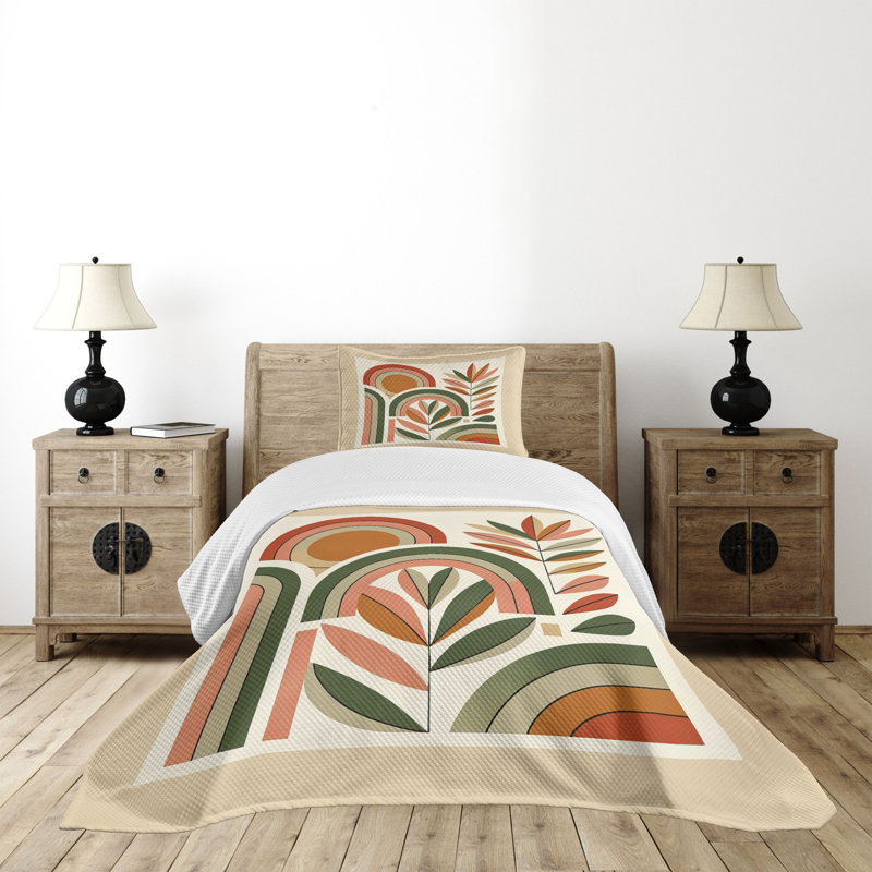Polyester Floral Coverlet, Twin Coverlet / Bedspread + 1 Standard Sham