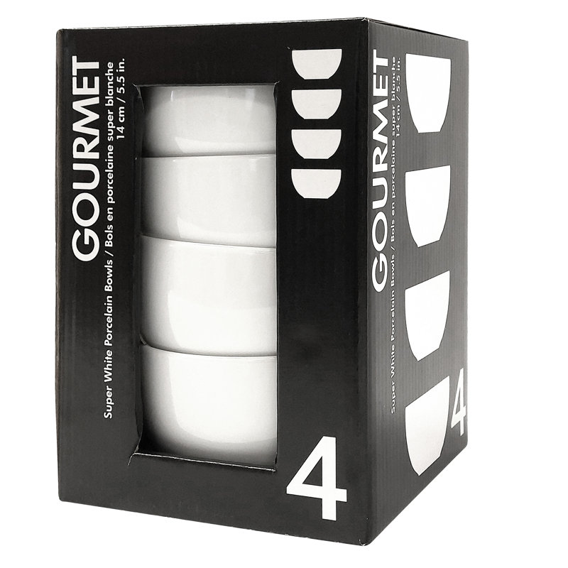 4 bols à soupe et à céréales de 5,5 po SuperWhite Idéal pour l'avoine, les fruits et le riz