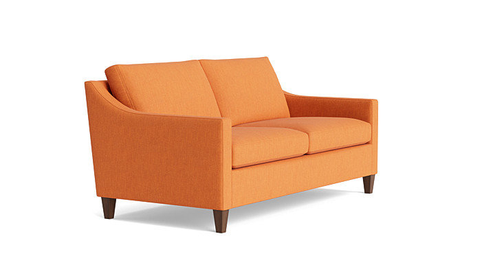 Vera Loveseat (70"), Walnut Finish (Angled), Performance Weave - Carrot