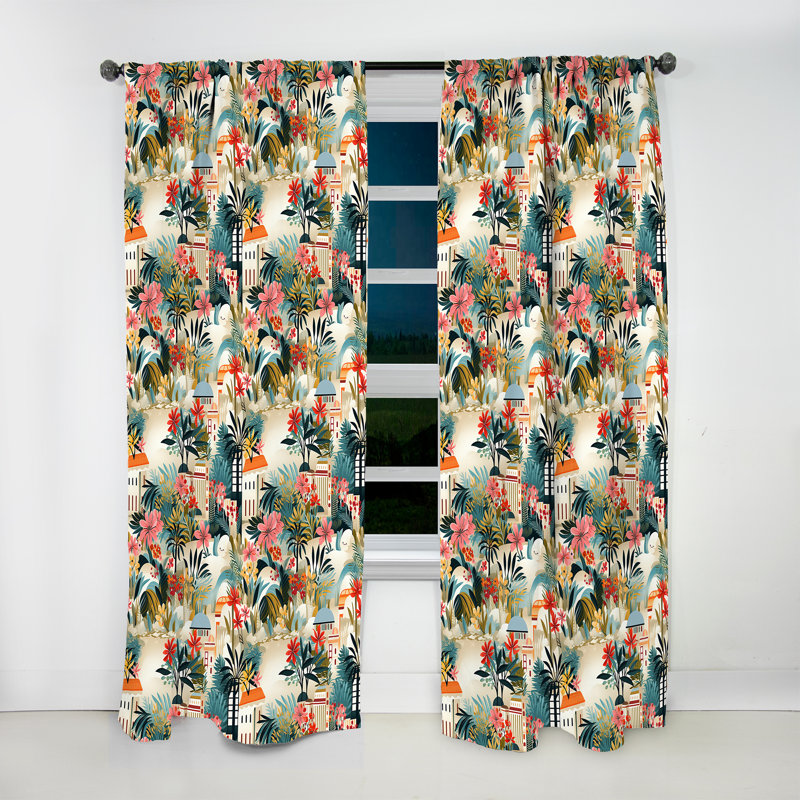 Keydy Urban Jungle Mirage II - rideau en velours tropical - obscurcissant - 1 panneau, L 52 po x L 95 po