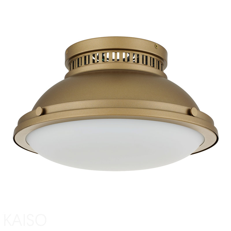 Plafonnier encastré en laiton poli 2 lumières 2 lumières, 8" H x 14" W x 14" D, Brushed Brass, 2 Lights
