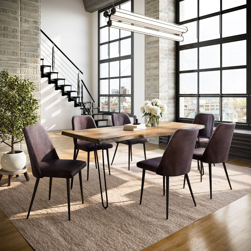 Ensemble de salle à manger Gordonsville, 7 pièces : table, 6 chaises, Ardoise, Marron foncé
