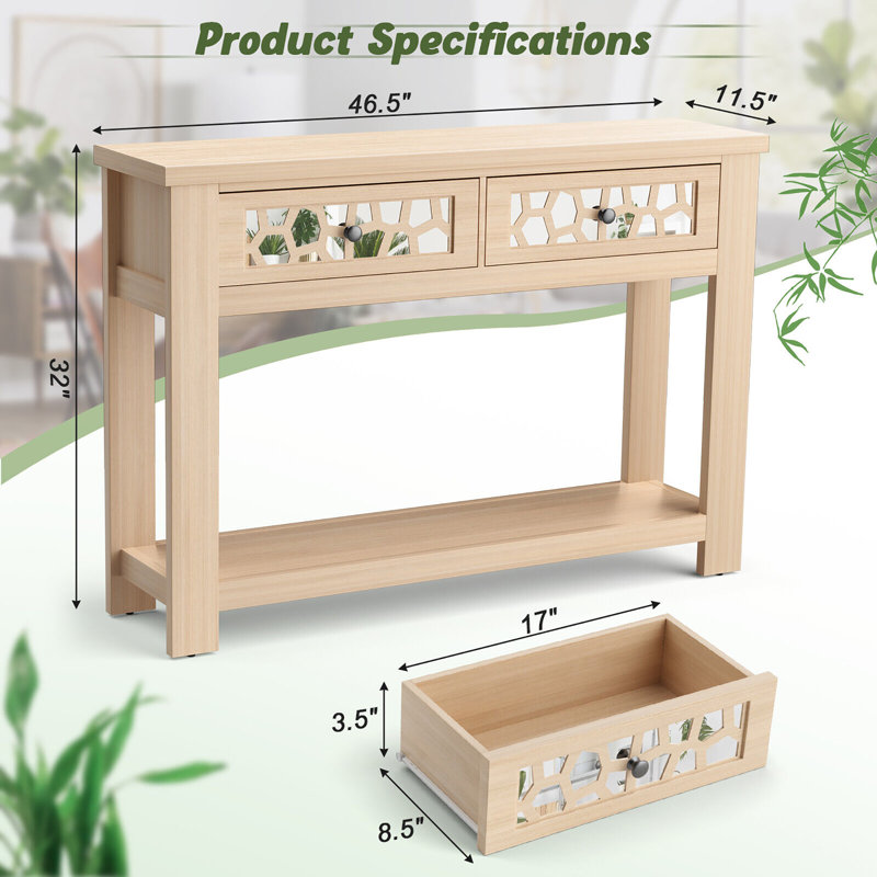 Dubreuze 46.5'' Console Table, Natural