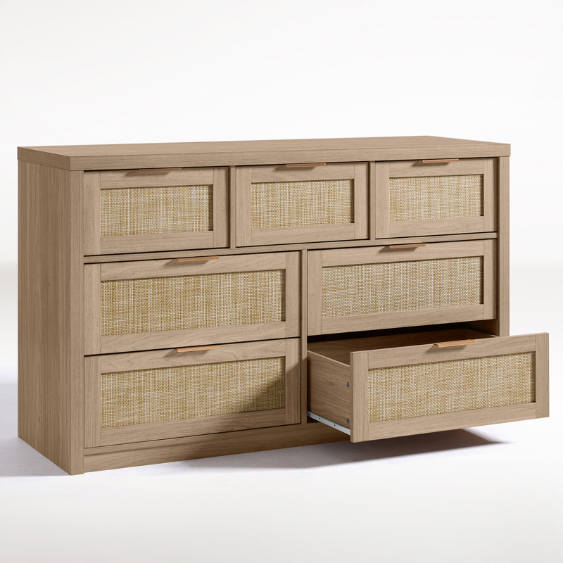 134 cm W Chest of 7 Drawers, Light Natural Oak