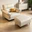 Chaise avec accoudoirs à coussin en cuir véritable blanc crème avec repose-pieds
