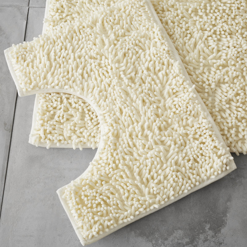 2 Piece Set Rectangle/U-shaped Bath Mat, Cream