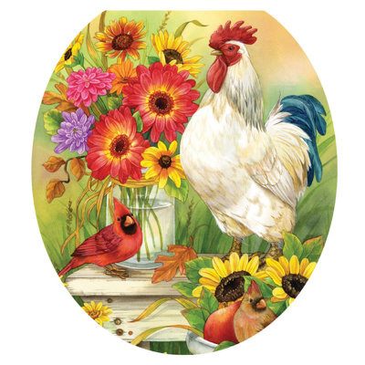 Fall Rooster Toilet Seat Decal – Toilet Tattoos Farmhouse Static Cling Vinyl Lid Cover Fits Round Elongated Seats