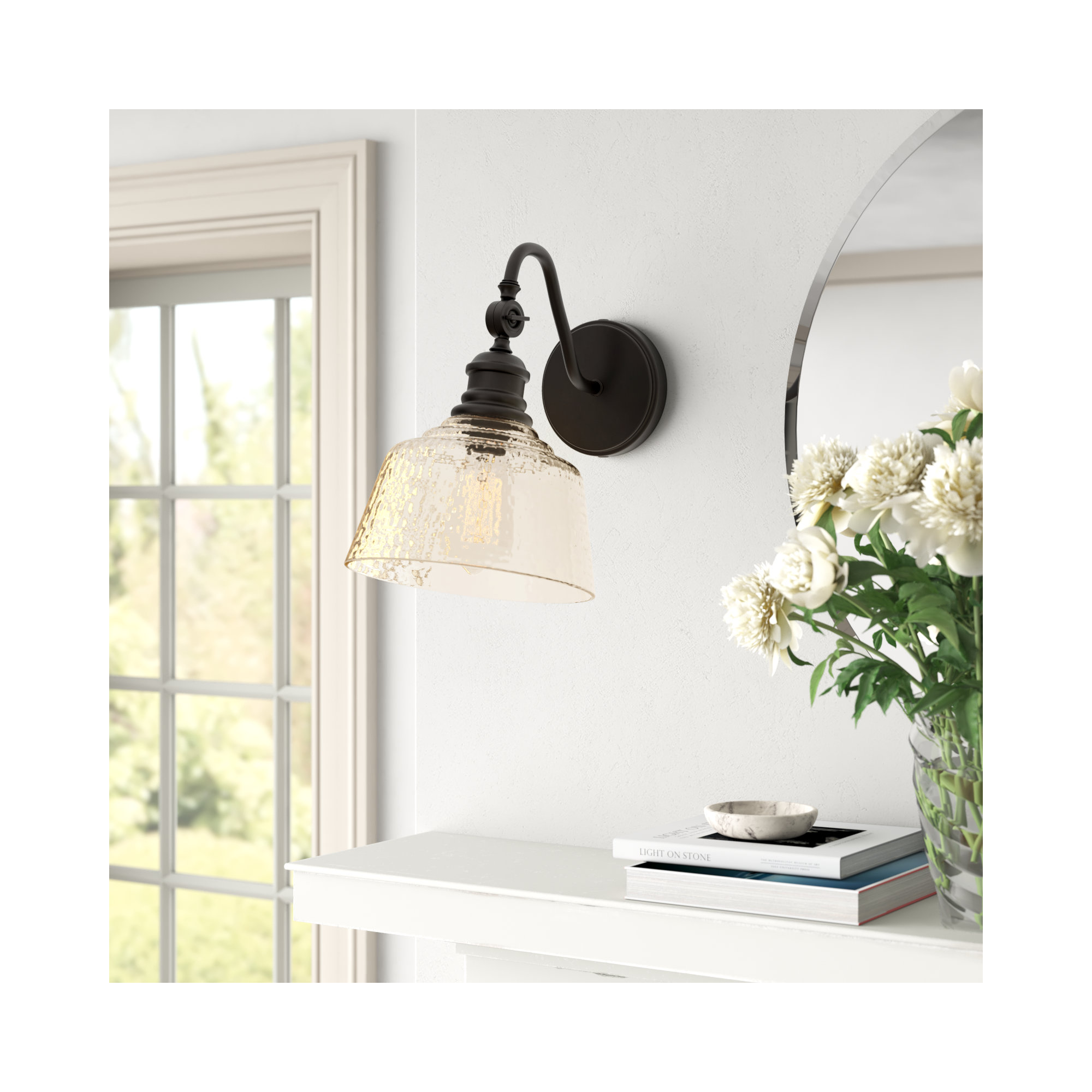 Lindholm 1-Light Dimmable Armed Sconce , Oil Rubbed Bronze