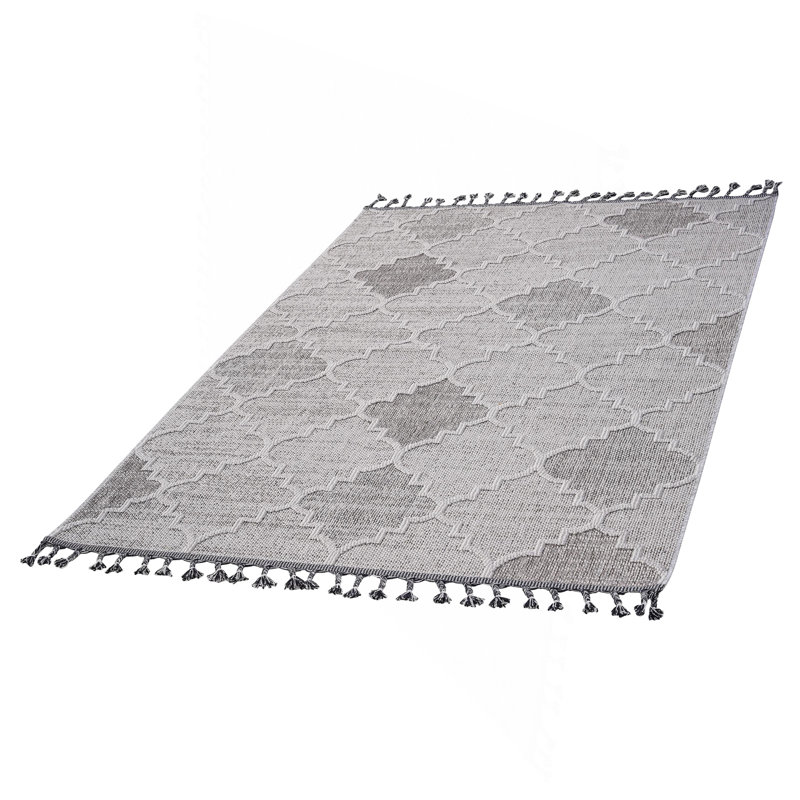 8X10 White/Grey /Trellis Indoor/Outdoor Area Rug, Rectangle 5'3" x 7'6"