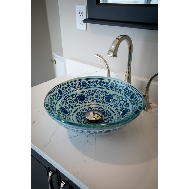 Lavabo de salle de bain vasque circulaire en verre Ming Dynasty
