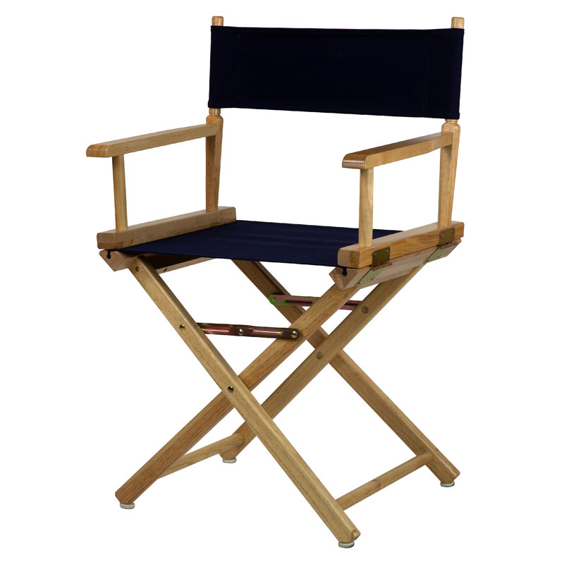 Chaise de réalisateur pliante 18 po, Bleu marine, Naturel