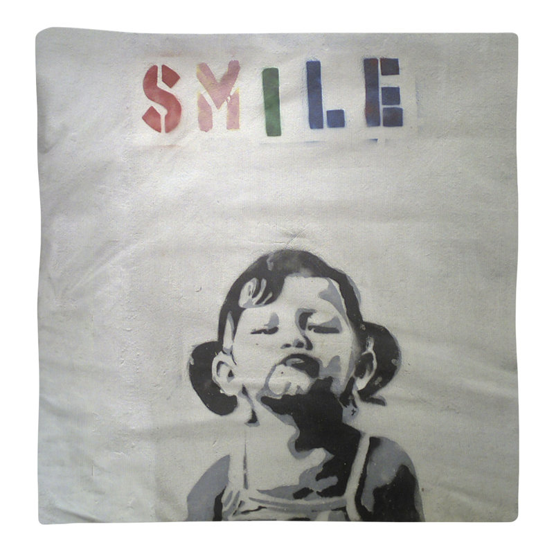 Banksy Graffiti No Pattern Square Napkin, 22" x 22", Poly Twill