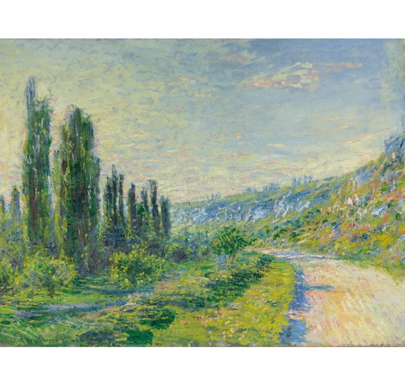 «The Road to Vétheuil» par Claude Monet - Toile tendue avec châssis, H 28 po x l 40 po