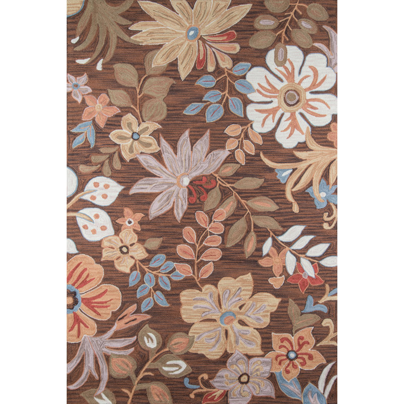 Tapis brun crocheté à la main Marmolejo, Rectangle 3 pi 6 po x 5 pi 6 po