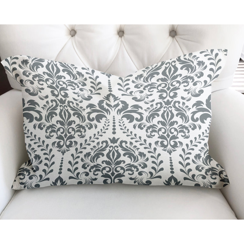  Housse et insert de coussin rectangulaire en coton Adeline, gris