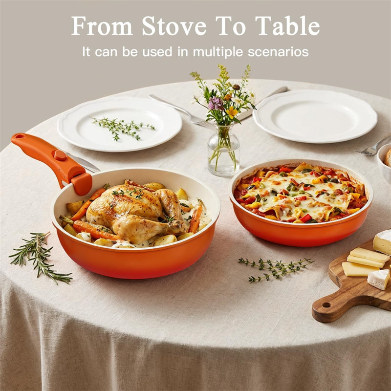11 - Piece Aluminum Cookware Set, Orange