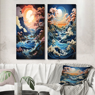 " Peach Blue Iceberg Arctic Majesty " 2 - Pieces
