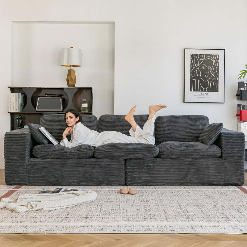 110" Oversized Sofa For Living Room, Gray