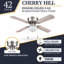 Ventilateur de plafond 42 po avec ensemble d'éclairage Cherry Hill-698253949
