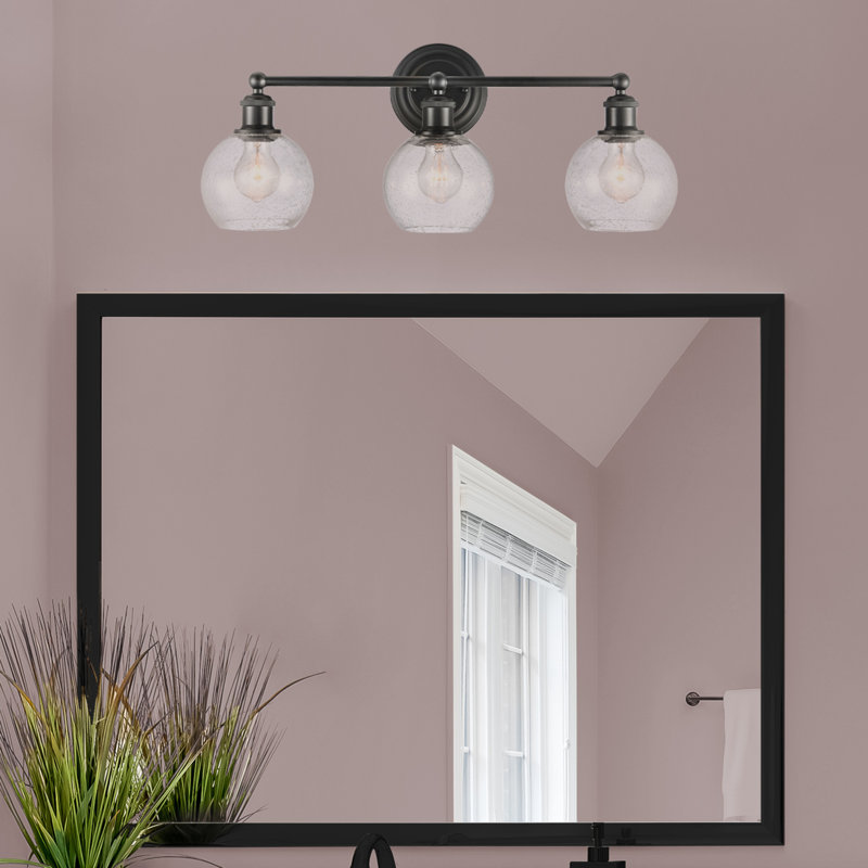 Éclairage pour meuble-lavabo à intensité variable 3 lumières Cornersville, Noir mat, gris