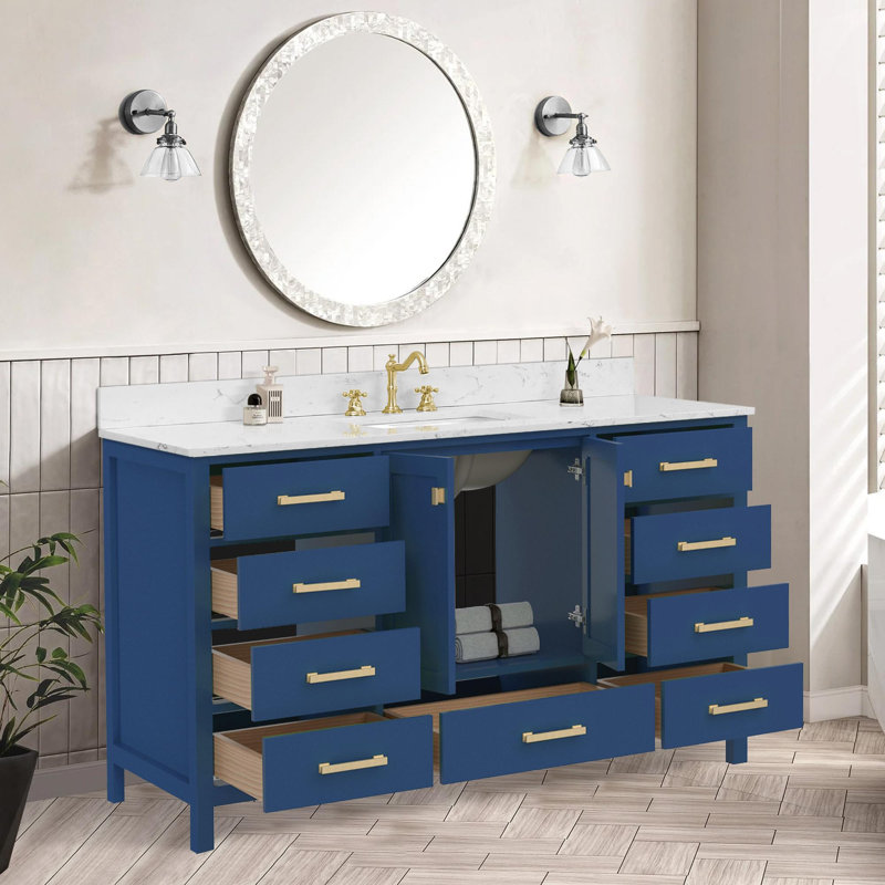 Meuble-lavabo moderne autoportant, Bleu