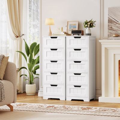 Meuble de salle de bain autoportant en bois blanc, dimensions : 80 cm (L) x 102 cm (H) x 30 cm (P), avec 10 tiroirs.