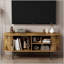 Console télé 47 po avec porte coulissante et compartiment de rangement moderne - brun