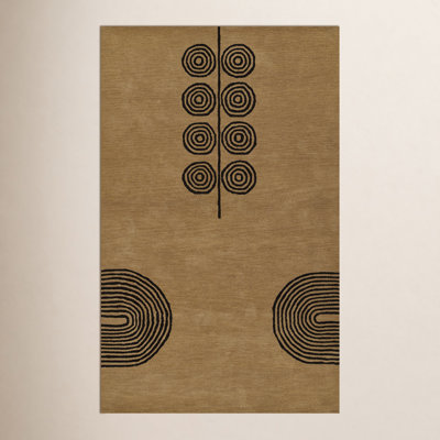 Yasi Beige Hand-Tufted Geometric Wool Rug
