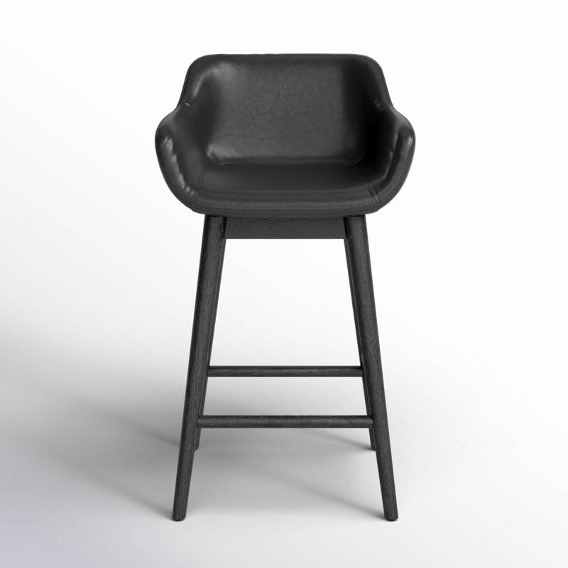 Hannah Swivel Stool, Counter Stool (26.5" Seat Height), Sonoma Black/Genuine Leather, Stained Black Ash