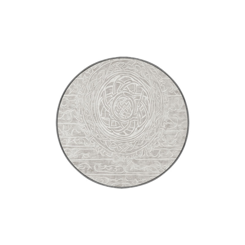 Machine Washable Gray Area Rug, Round 4'