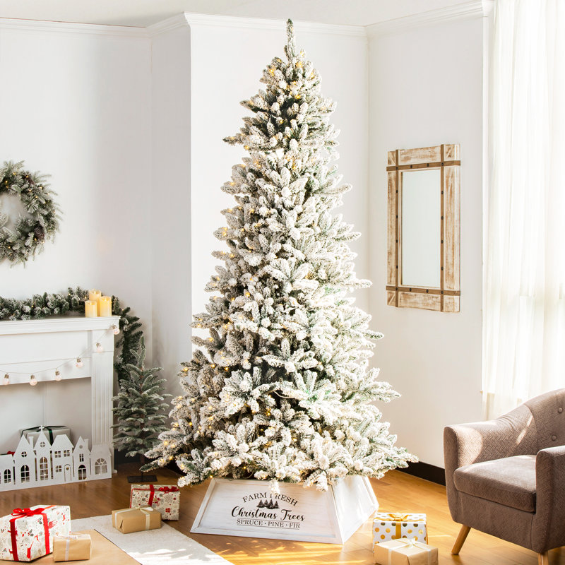 Colliers d'arbre de Noël trapézoïdaux en bois, Blanc, 26"