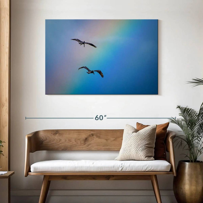 Brampt oiseaux et arc-en-ciel, H 30 po x l 45 po