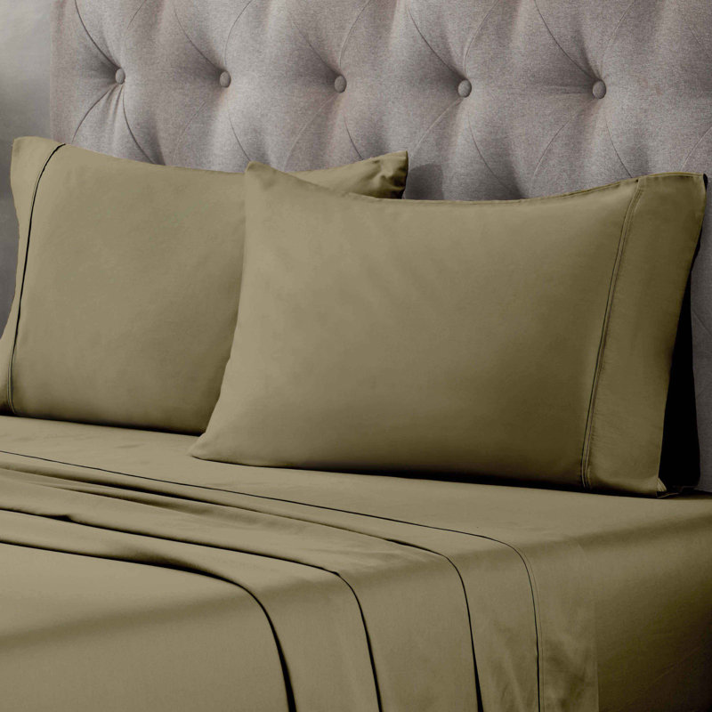 Luxor Treasures 400 Thread Count Egyptian Cotton Blend Pillowcase, King, Sage