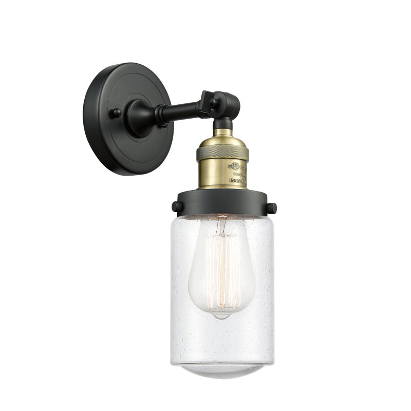 Armed Sconce, 6 Watt Vinage LED Bulb, Seedy, Black Antique Brass