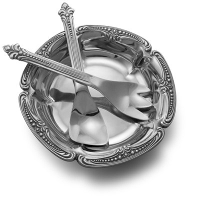Wilton Armetale Belle Mont 3-Piece Medium Salad Serving Set, 2 -Quart, Silver