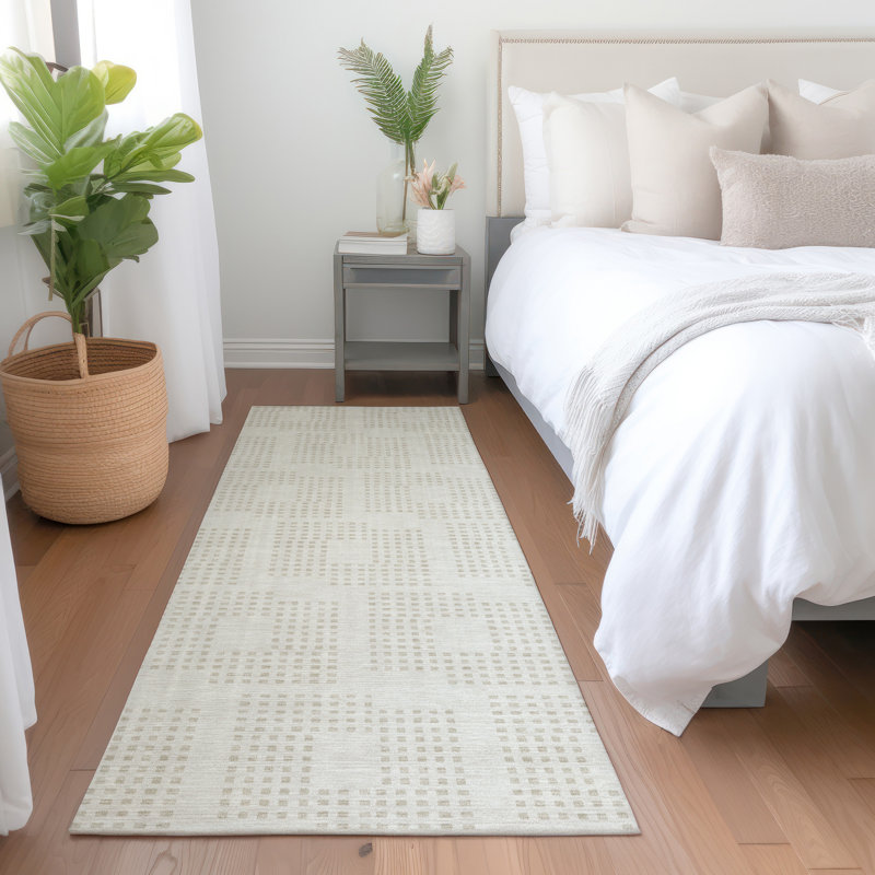 Tapis ivoire Prisco lavable à la machine de qualité supérieure, Tapis de couloir 2 pi 3 po x 7 pi 6 po