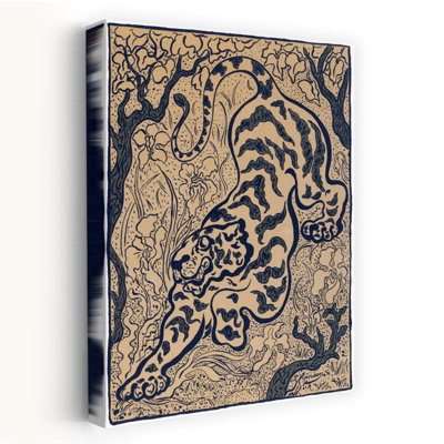 Tigre bleu marine - tigre contemporain à motif floral