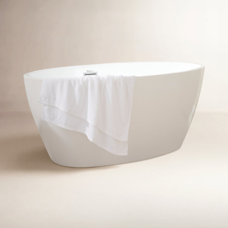 Baignoire autoportante en acrylique, Blanc pur, H 22,8 po x l 31,9 po x L 55,1 po