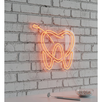 | Enseigne néon «Tooth Design» | Fabriqué avec un tube néon durable et incassable qui émet une lumière brillante et uniforme pendant plus de 50 000 heures sans effet de gradation ou de scintillement | 24 x 24 | Orange