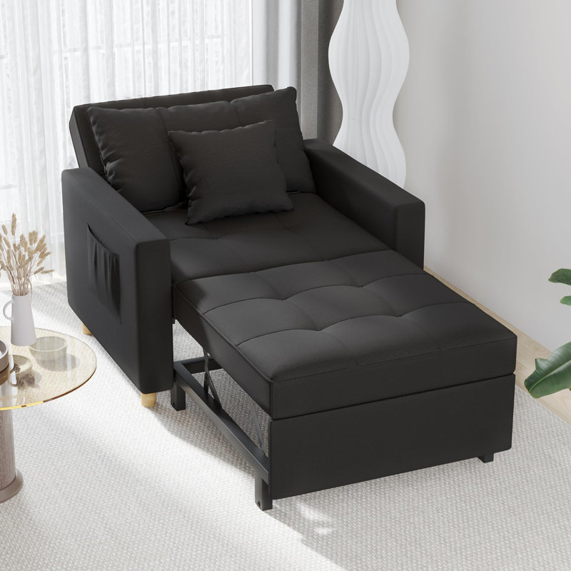 Emma-Leigh 1 Seater Fabric Accent Chairs Bed, Black Linen