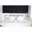 Table de salle à manger rectangulaire moderne en verre trempé avec cadre argenté (59,06 po)-827805152-827805153