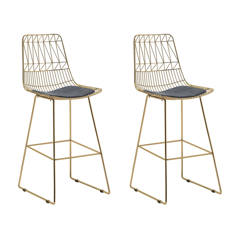 Crestline Upholstered Counter Stool with Metal Frame, Gold