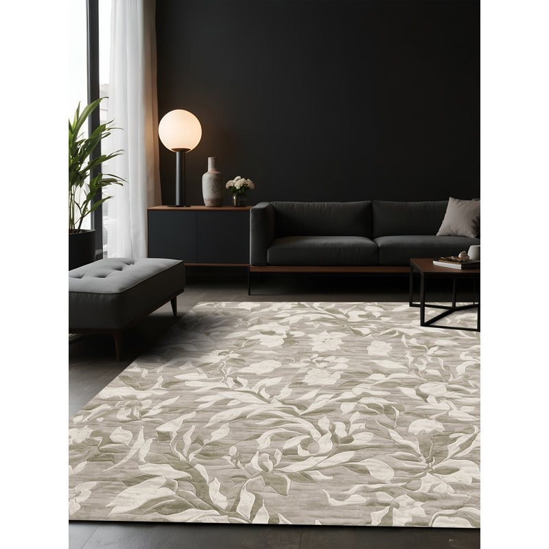 Tapis beige soyeux et moelleux, Carré 3 pi