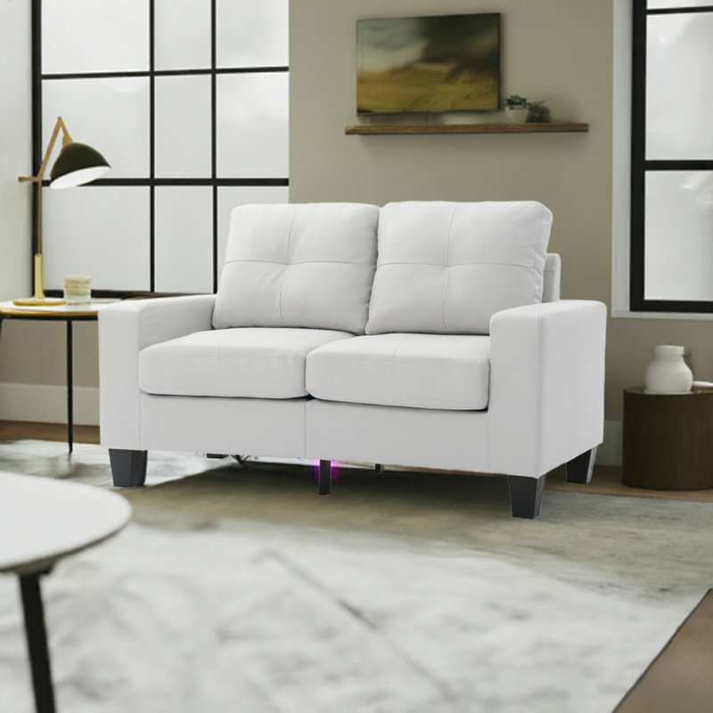 Vadell 3-Piece Living Room Set in Faux Leather, White