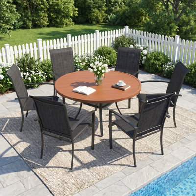 Ensemble repas pour patio 6 personnes avec chaises empilables