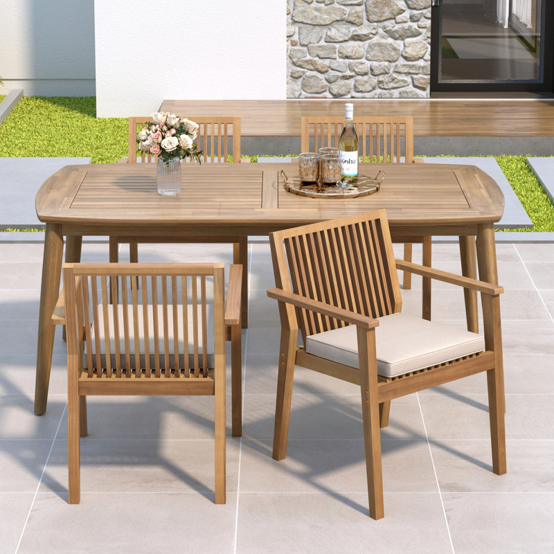 Ensemble repas d'extérieur en bois d'acacia, 4